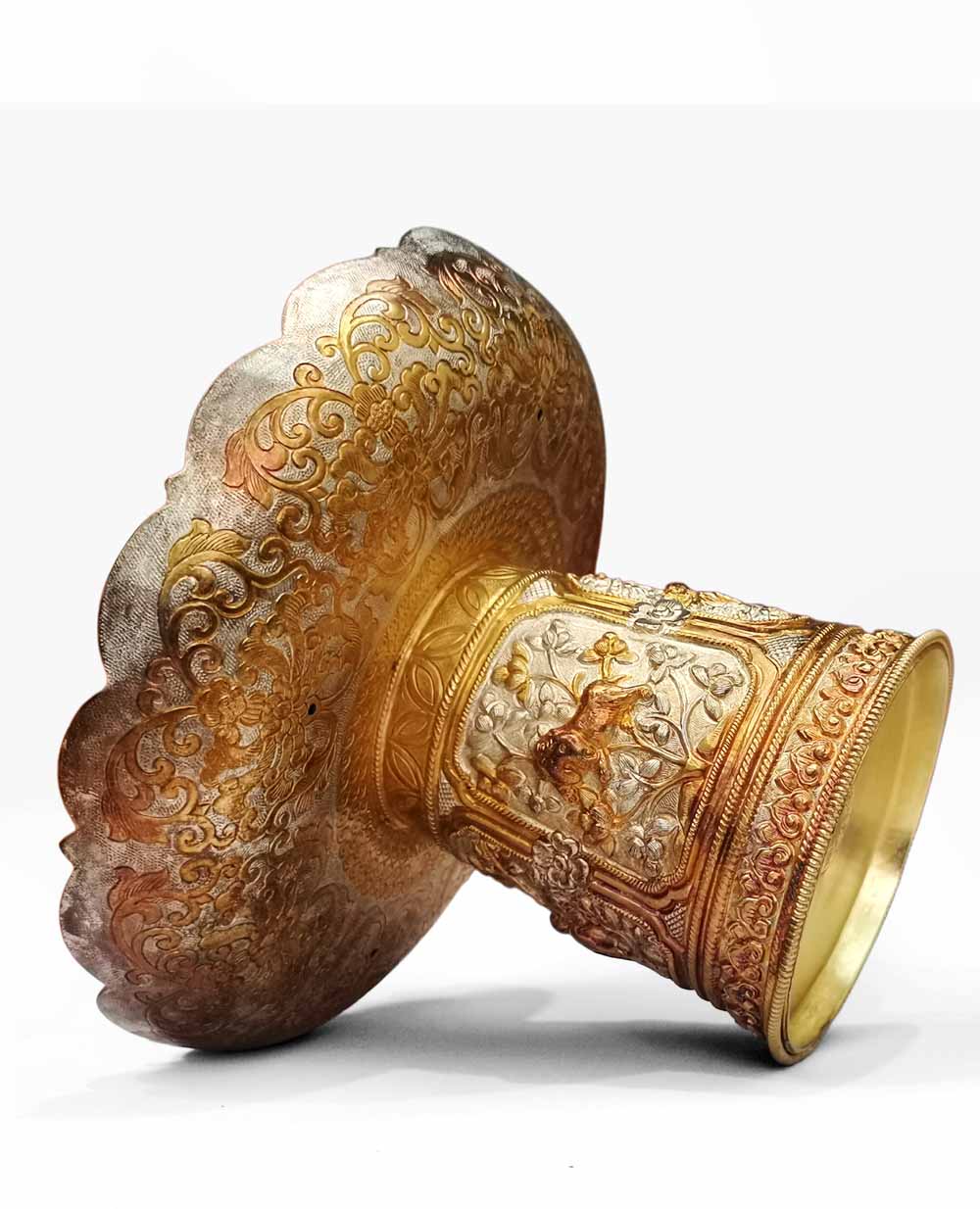 Panchen Lama Custom-Designed Gilt Ritual Implement | Gold Carved Auspicious Relief Relief: A Treasur